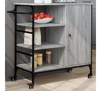 vidaXL Kitchen Trolley Grey Sonoma 87.5x38.5x84.5 cm Engineered Wood