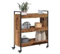 vidaXL Kitchen Trolley Manual Old wood 70 x 30 x 82 cm Engineered wood, Kitchen Trolley, Rectangular, Industrial Design, Lockable Wheels, Ample Storage, Metal Frame, Dining Room Rolling Cart