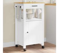 (white) vidaXL Kitchen Trolley Rolling Cart Storage Cart Trolley MONZA Solid Wood Pine