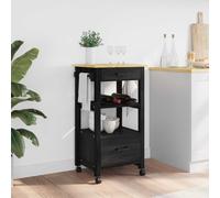 vidaXL Kitchen Trolley MONZA Black 48 x 40 x 88.5 cm Solid Pine Wood