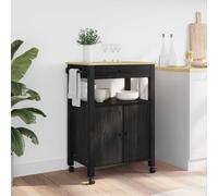 vidaXL Kitchen Trolley MONZA Black 60 x 40 x 88.5 cm Solid Pine Wood