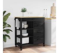 vidaXL Kitchen Trolley MONZA Black 84 x 40 x 88.5 cm Solid Pine Wood