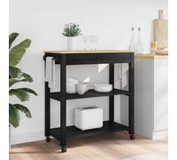 vidaXL Kitchen Trolley MONZA Black 84 x 40 x 88.5 cm Solid Pine Wood