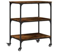 vidaXL Kitchen Trolley Rolling Cart in Smoked Oak - Engineered Wood Mobile Organizer with Wheels, Ample Storage for Home and Office