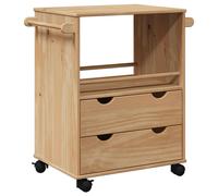 vidaXL Kitchen Trolley Rolling Cart Serving Trolley Bar Cart Solid Wood Pine