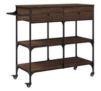 vidaXL Kitchen Trolley Rolling Cart Storage Cart Brown Oak Engineered Wood