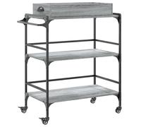 vidaXL Kitchen Trolley Rolling Cart Storage Cart Grey Sonoma Engineered Wood