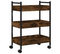 vidaXL Kitchen Trolley Rolling Cart Storage Cart Smoked Oak Engineered Wood