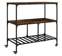 vidaXL Kitchen Trolley Rolling Cart Storage Cart Smoked Oak Engineered Wood