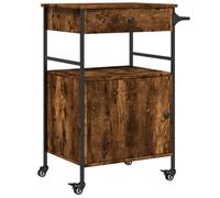 vidaXL Kitchen Trolley Rolling Cart Storage Cart Smoked Oak Engineered Wood