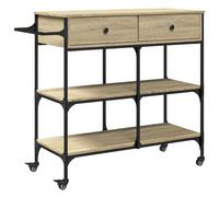 vidaXL Kitchen Trolley Rolling Cart Storage Cart Sonoma Oak Engineered Wood