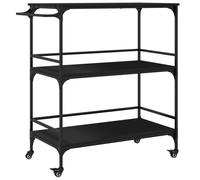 vidaXL Kitchen Trolley Rolling Cart Storage Cart Trolley Black Engineered Wood