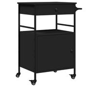 vidaXL Kitchen Trolley Rolling Cart Storage Cart Trolley Black Engineered Wood