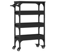 vidaXL Kitchen Trolley Rolling Cart Storage Cart Trolley Black Engineered Wood