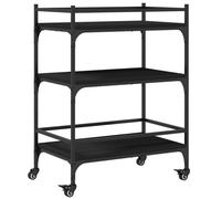 vidaXL Kitchen Trolley Rolling Cart Storage Cart Trolley Black Engineered Wood