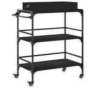 vidaXL Kitchen Trolley Rolling Cart Storage Cart Trolley Black Engineered Wood