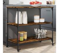vidaXL Kitchen Trolley Smoked Oak 102x50x95 cm Engineered Wood UK