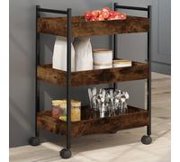 vidaXL Kitchen Trolley Rolling Cart Storage Cart Smoked Oak Engineered Wood