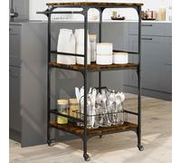 vidaXL Kitchen Trolley Smoked Oak 60.5x50x105 cm Engineered Wood UK