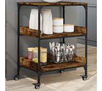 vidaXL Kitchen Trolley Smoked Oak 60x41x80.5 cm Engineered Wood UK