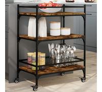 vidaXL Kitchen Trolley Smoked Oak 65x40x86.5 cm Engineered Wood