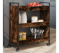 vidaXL Kitchen Trolley Rolling Cart Storage Cart Smoked Oak Engineered Wood