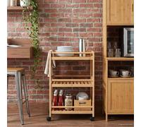 vidaXL Kitchen Trolley with Wheels Natural 46 x 38 x 76 cm Bamboo