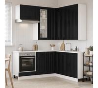 VidaXL Kitchen Unit LUCCA 8 Pcs Black Engineered Wood