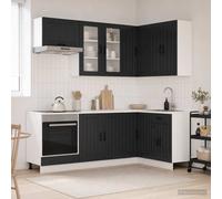VidaXL Kitchen Unit LUCCA 8 Pcs Black Engineered Wood