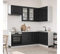 VidaXL Kitchen Unit PORTO 8 Pcs Black Engineered Wood