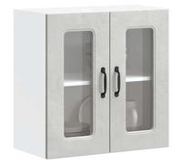 vidaXL Kitchen Wall Cabinet with Glass Door Kalmar Concrete Grey Engineered Wood