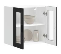 vidaXL Kitchen Wall Cabinet with Glass Door Porto Black kitchen wall unit