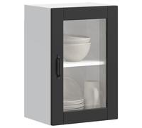 vidaXL Kitchen Wall Cabinet with Glass Door Porto Black kitchen wall unit