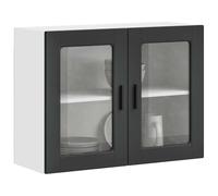 vidaXL Kitchen Wall Cabinet with Glass Door Porto Black, kitchen wall unit, cabinet for kitchen wall, kitchen cabinet on wall, mounted wall cabinet