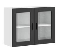 vidaXL Kitchen Wall Cabinet with Glass Door Porto Black, kitchen wall unit, cabinet for kitchen wall, kitchen cabinet on wall, mounted wall cabinet