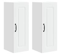 vidaXL Kitchen Wall Cabinet with Shelf 2 pcs White 30 x 31 x 80 cm, Modern Rectangular Kitchen Cabinet, Ample Storage Wall-Mounted Unit, Contemporary Organizer for Home Renovation