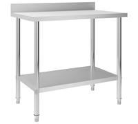 vidaXL Kitchen Work Table with Backsplash 100x60x93 cm Stainless Steel