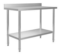 vidaXL Kitchen Work Table with Backsplash 120x93cm Stainless Steel Gastronomy