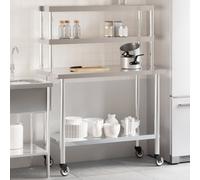 vidaXL Kitchen Work Table with Overshelf 110x55x150 cm Stainless Steel