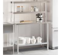 vidaXL Kitchen Work Table with Overshelf 110x55x150 cm Stainless Steel