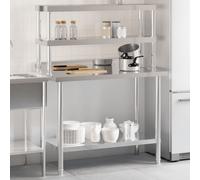 vidaXL Kitchen Work Table with Overshelf 110x55x150 cm Stainless Steel