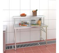 vidaXL Kitchen Work Table with Overshelf 120x60x115 cm Stainless Steel
