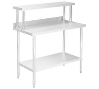 vidaXL Kitchen Work Table with Overshelf 120x60x120 cm Stainless Steel