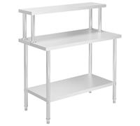 vidaXL Kitchen Work Table with Overshelf 120x60x120 cm Stainless Steel
