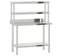 vidaXL Kitchen Work Table with Overshelf Prep Catering Table Stainless Steel