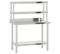 vidaXL Kitchen Work Table with Overshelf Prep Catering Table Stainless Steel
