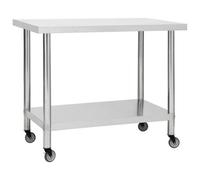 Vidaxl Kitchen Work Table With Wheels 100X30X85 Cm Stainless Steel Work Tables