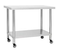 Vidaxl Kitchen Work Table With Wheels 100X45X85 Cm Stainless Steel Work Tables