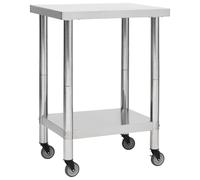 vidaXL Kitchen Work Table with Wheels 60x30x85 cm Stainless Steel
