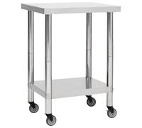vidaXL Kitchen Work Table with Wheels 60x45x85 cm Stainless Steel